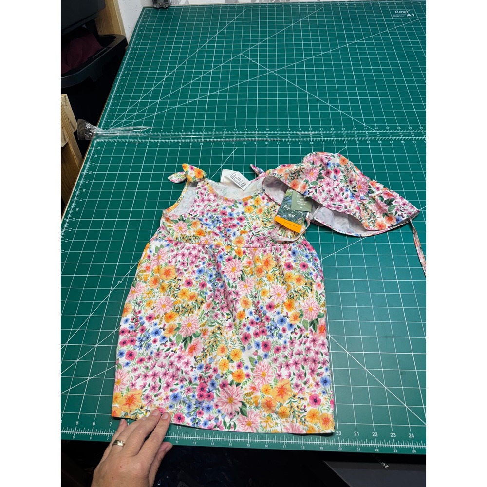 Angela McKay x HM Floral Sun Dress and Hat Set UV Protection Girls 2T 18M-2T